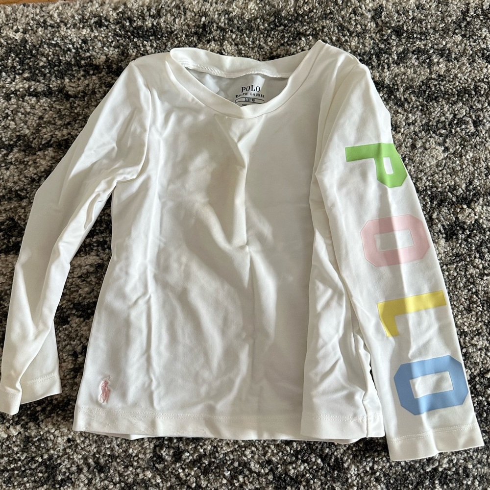 Ralph Lauren polo white rash guard white long sleeve swim top - Picture 1 of 3